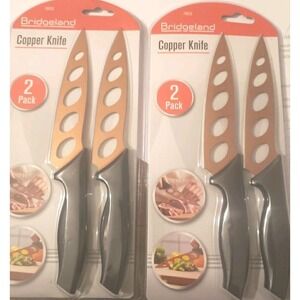 2X - Bridgeland Copper Knife 4- 9" No-Sharpening Stainless Steel Kitchen K24